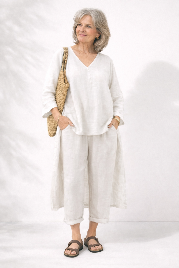 Adriena | Conjunto Elegante de Dos Piezas con Escote en V