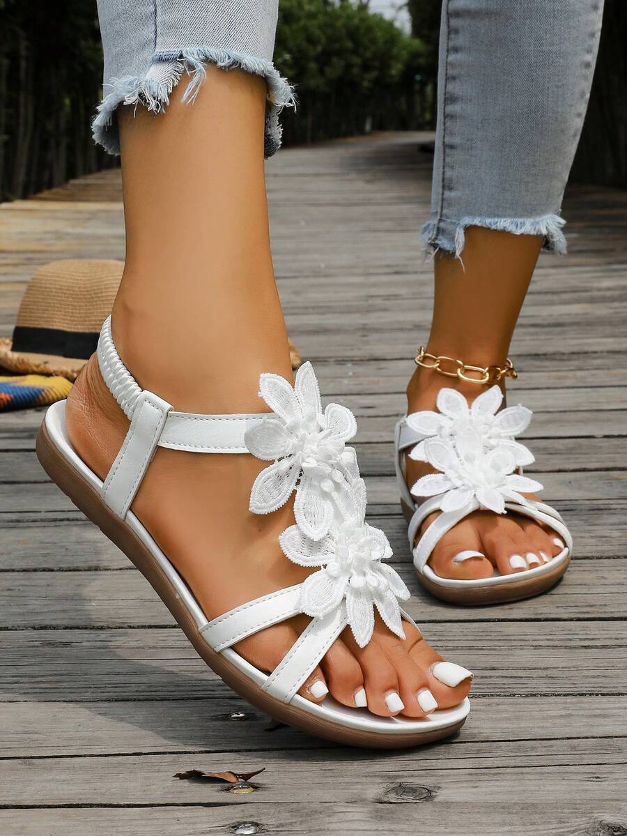 Floréa | Sandalias Ortopédicas con Flores Aplicadas