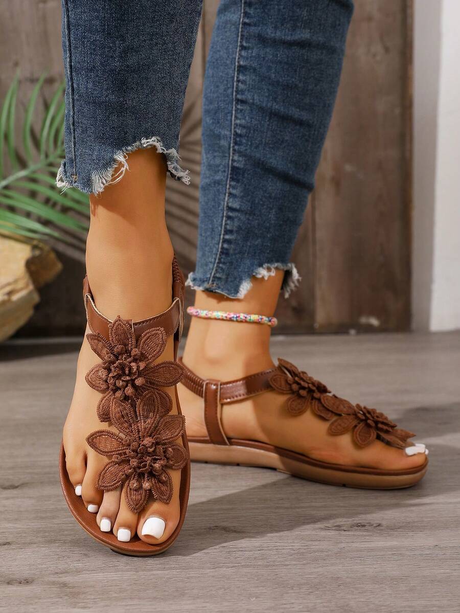 Floréa | Sandalias Ortopédicas con Flores Aplicadas