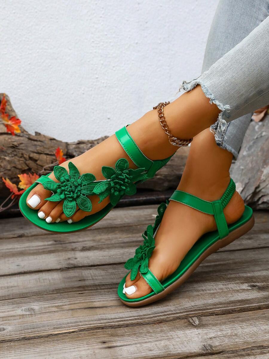 Floréa | Sandalias Ortopédicas con Flores Aplicadas