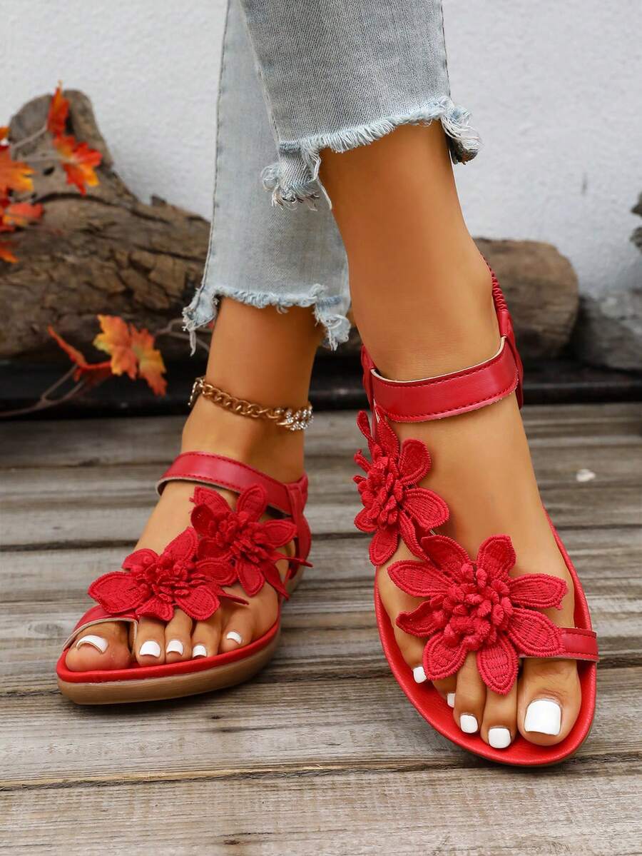 Floréa | Sandalias Ortopédicas con Flores Aplicadas