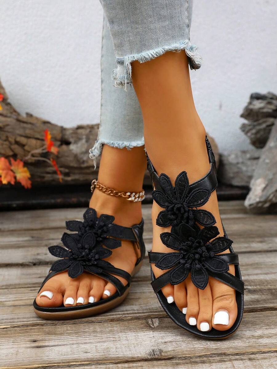 Floréa | Sandalias Ortopédicas con Flores Aplicadas