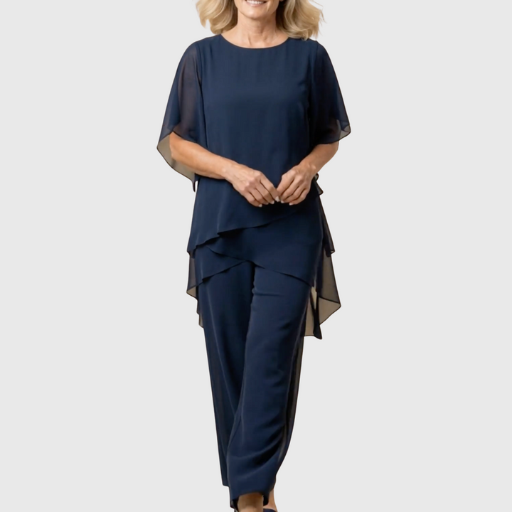 Linda | Conjunto con pantalones palazzo drapeados