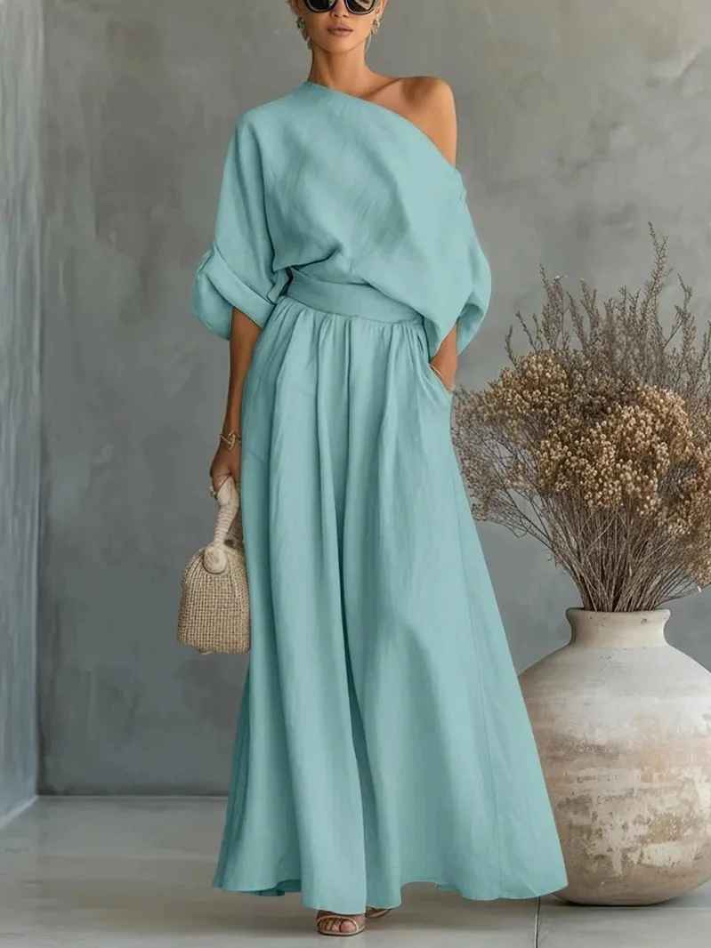 Lisa | Conjunto de Top Suave Off-Shoulder y Pantalones Ajustados