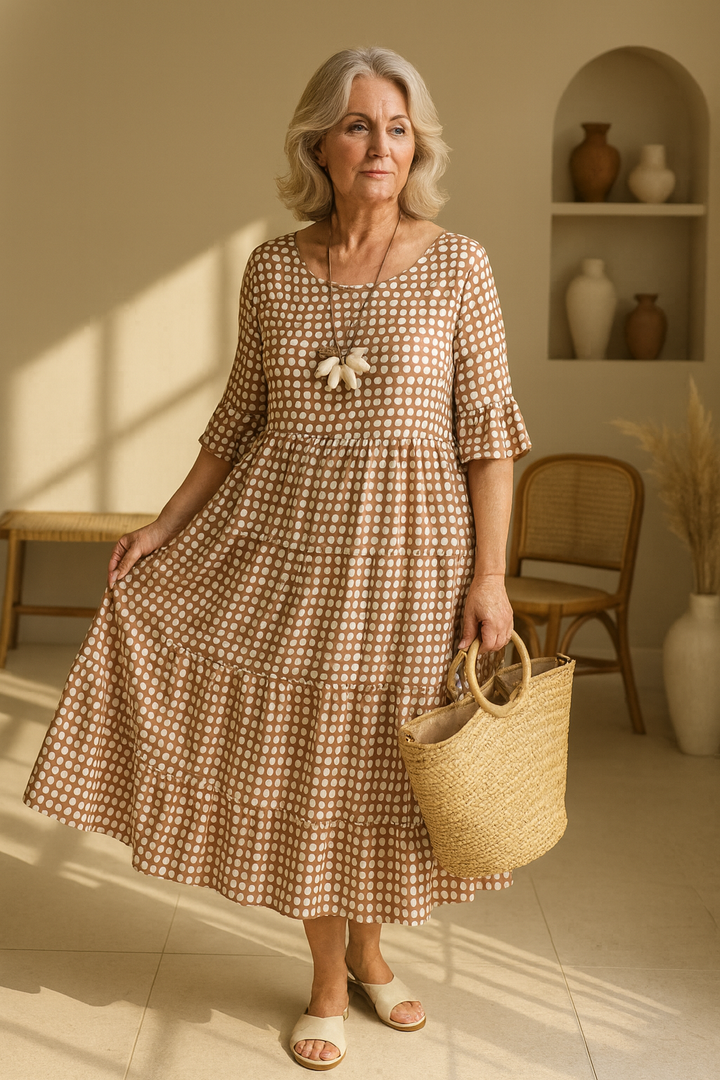 Vestido Midi de Manga Corta