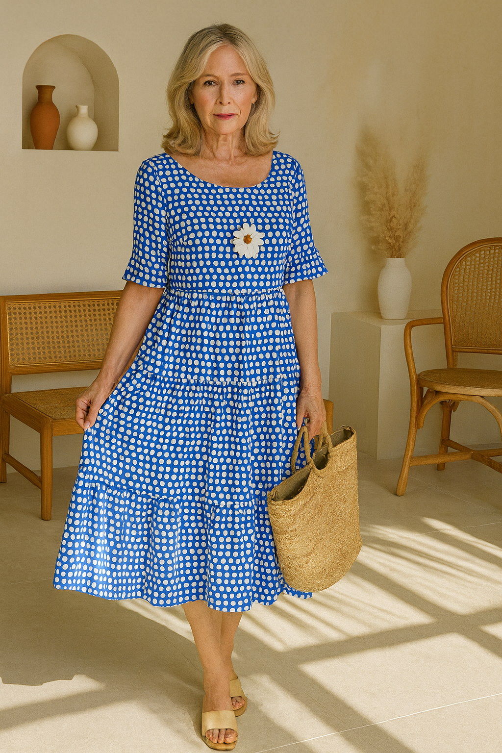 Vestido Midi de Manga Corta