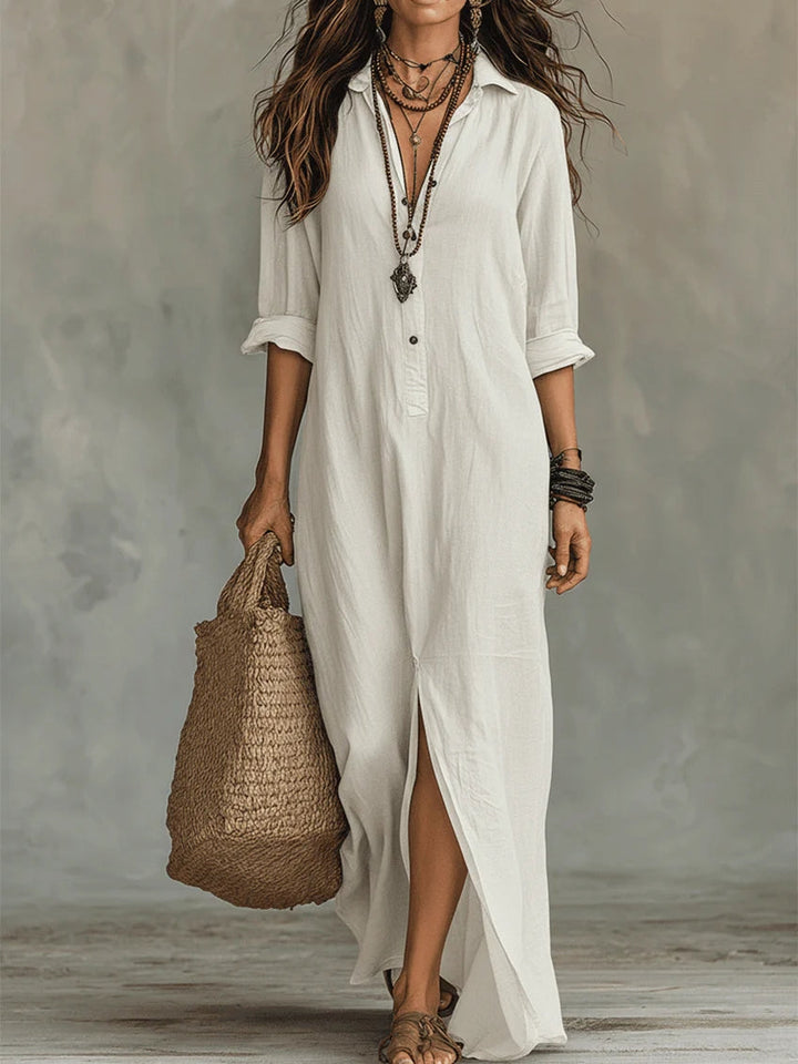 Soline | Vestido maxi con botones y escote en V relajado