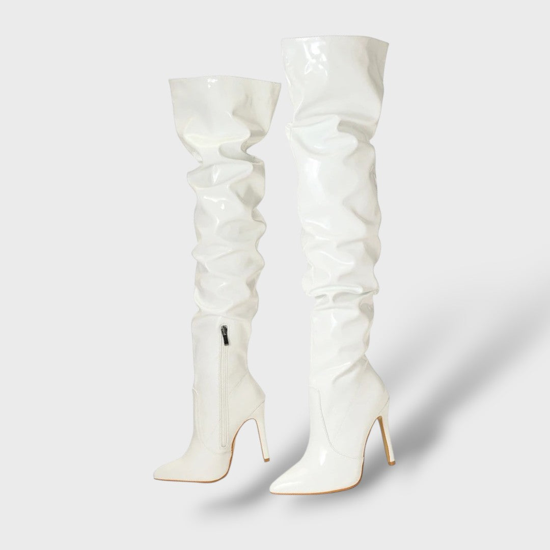Botas Altas de Charol con Tacón de Aguja