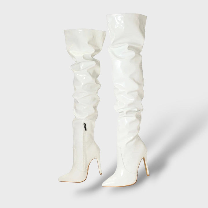 Botas Altas de Charol con Tacón de Aguja