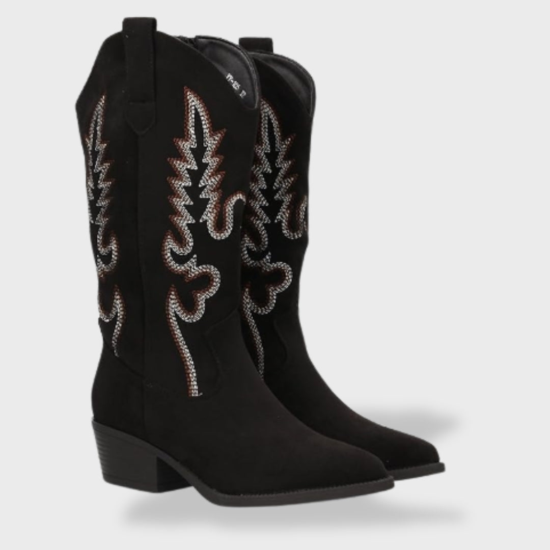 Sofía | Botas cowboy de mujer con bordado y tacón bajo
