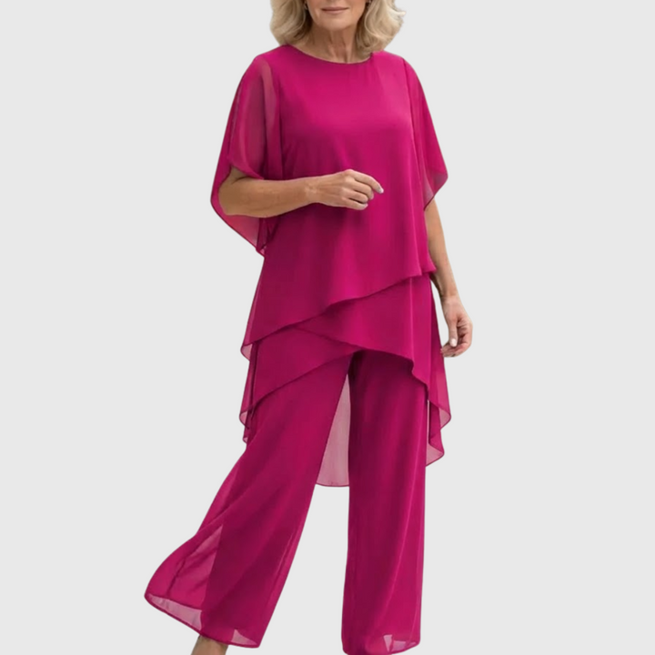 Linda | Conjunto con pantalones palazzo drapeados