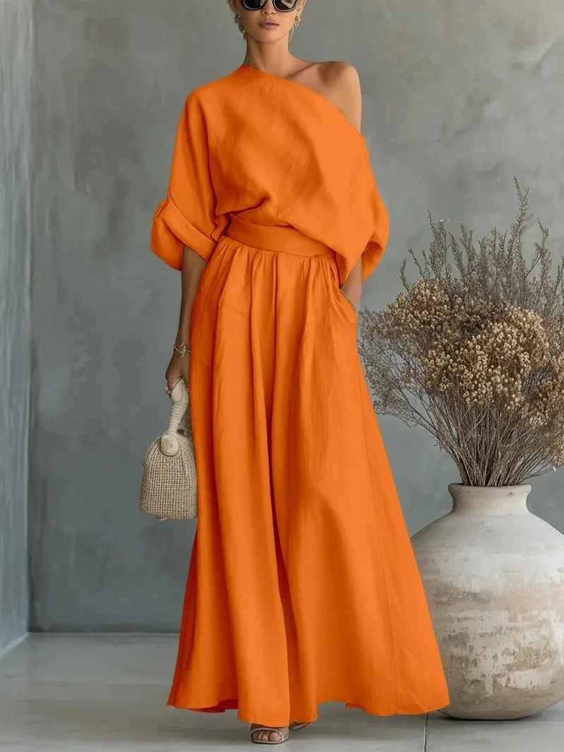 Lisa | Conjunto de Top Suave Off-Shoulder y Pantalones Ajustados