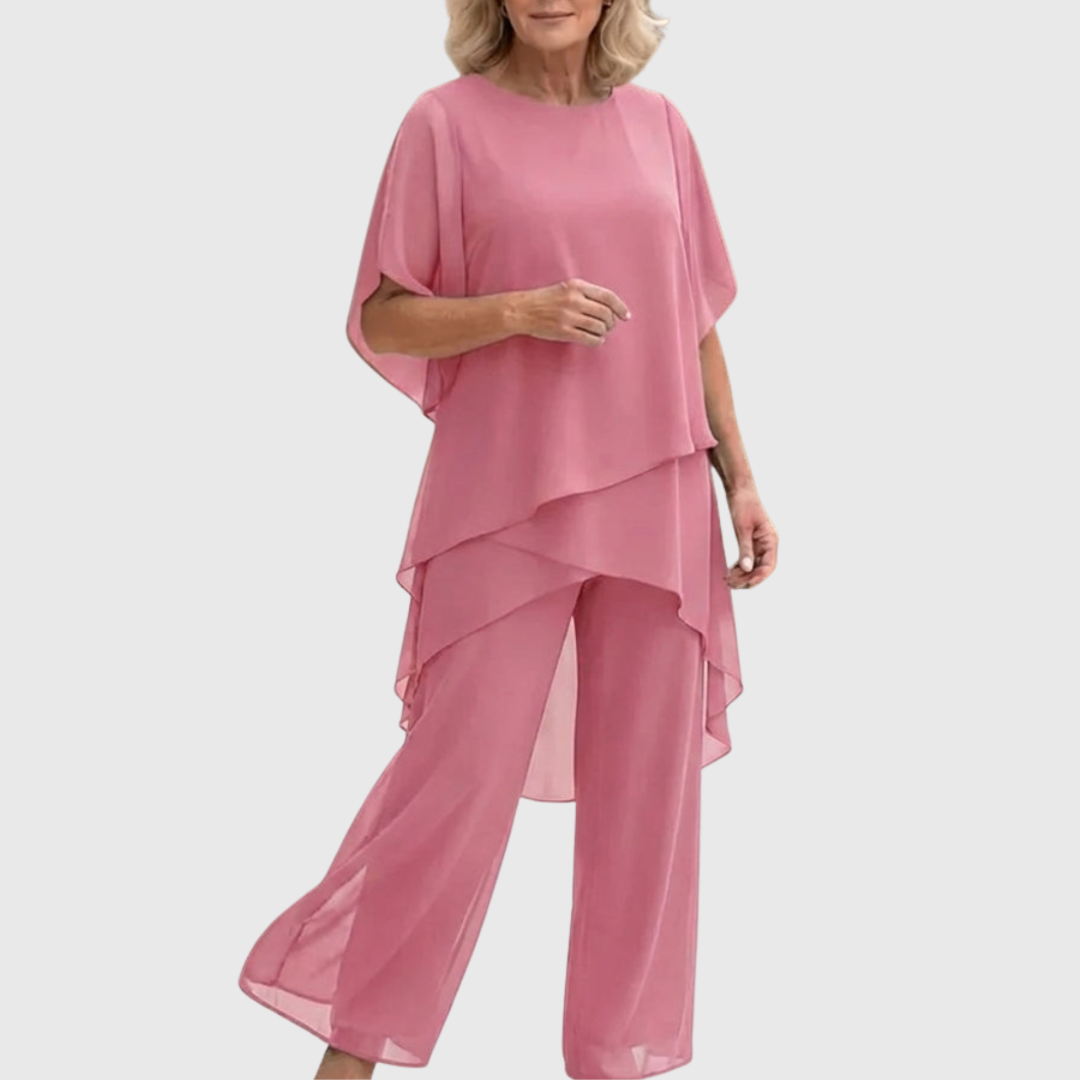 Linda | Conjunto con pantalones palazzo drapeados