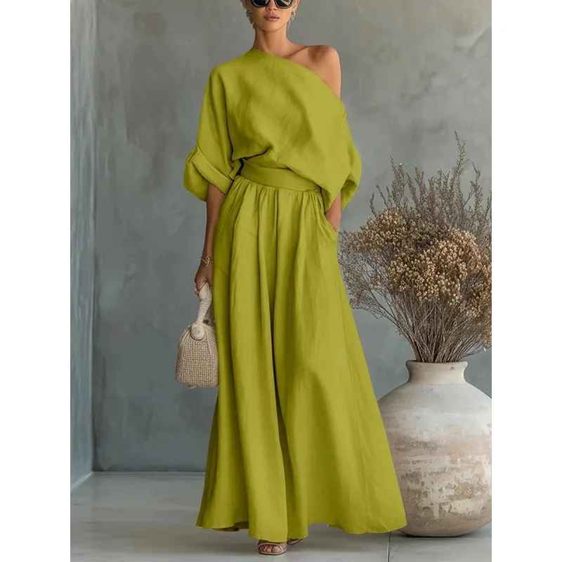 Lisa | Conjunto de Top Suave Off-Shoulder y Pantalones Ajustados