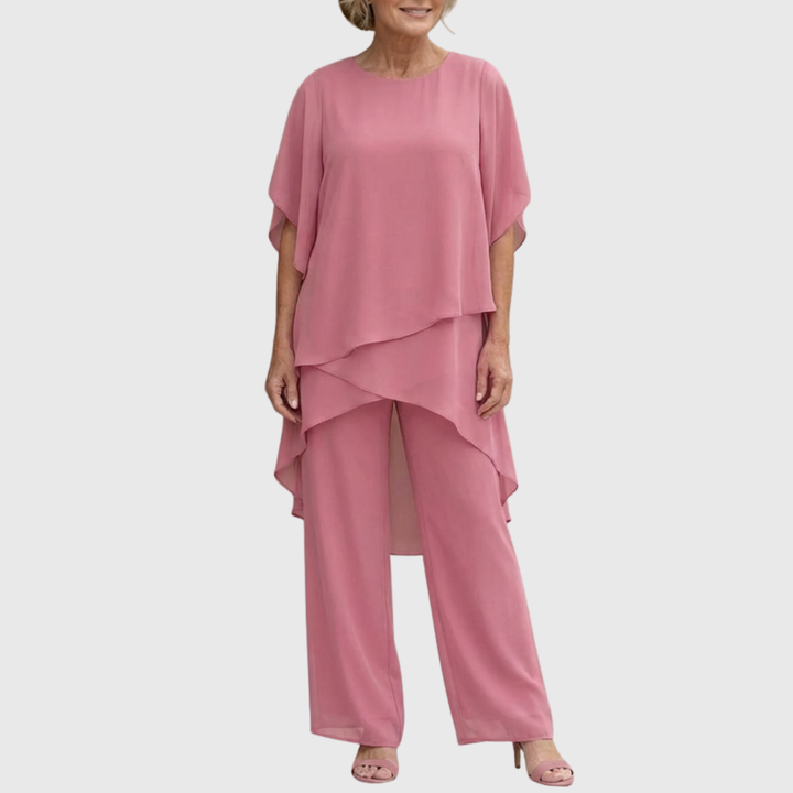 Linda | Conjunto con pantalones palazzo drapeados