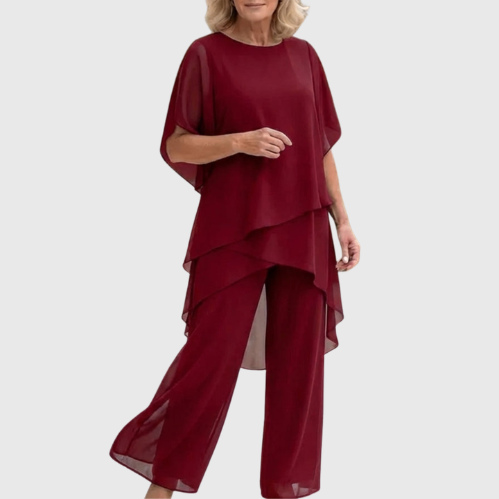 Linda | Conjunto con pantalones palazzo drapeados