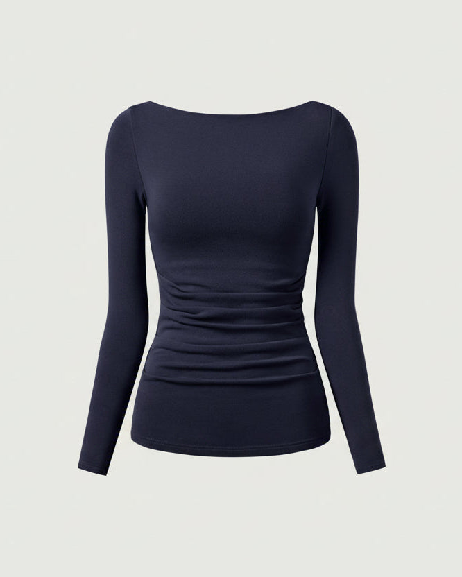 Elena | Top premium de escote barco en color espresso
