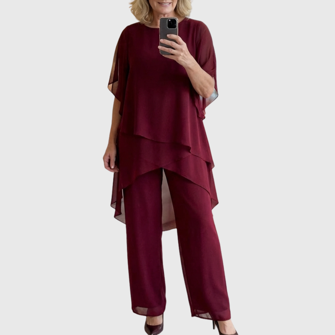 Linda | Conjunto con pantalones palazzo drapeados