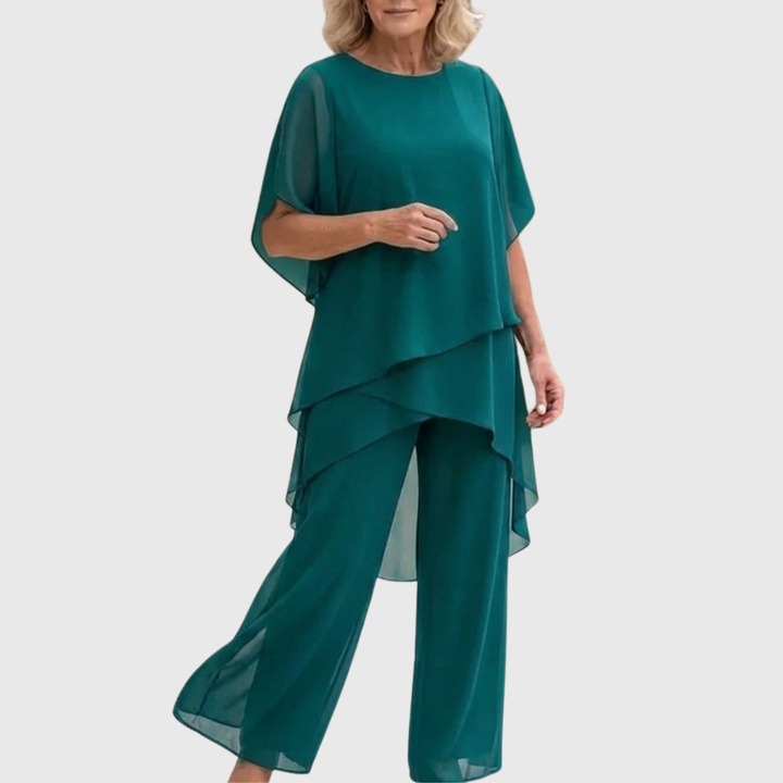 Linda | Conjunto con pantalones palazzo drapeados