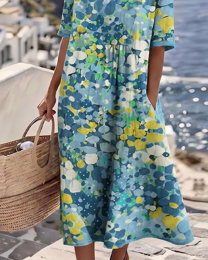 Elena | Vestido midi floral suelto y ligero