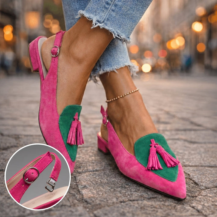 Lorena Sandalias con Tiras y Borlas