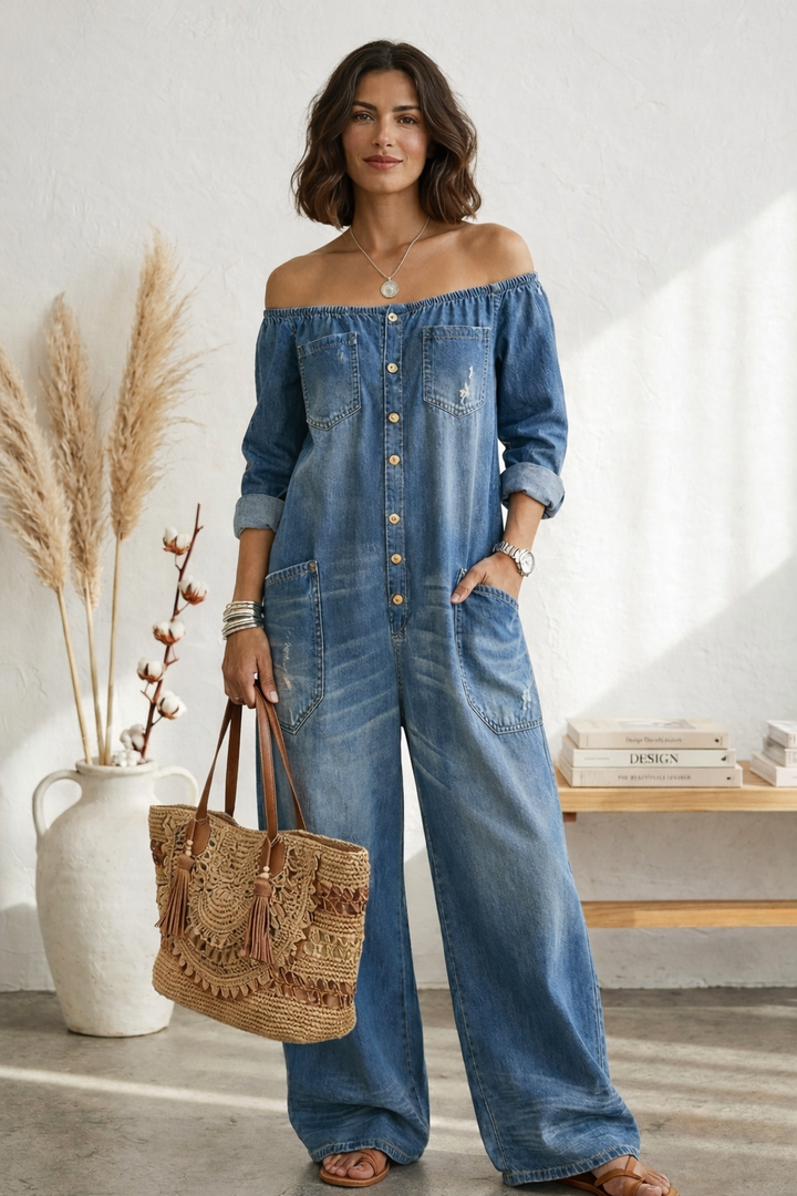 Vega mono de denim algodón con lavado vintage