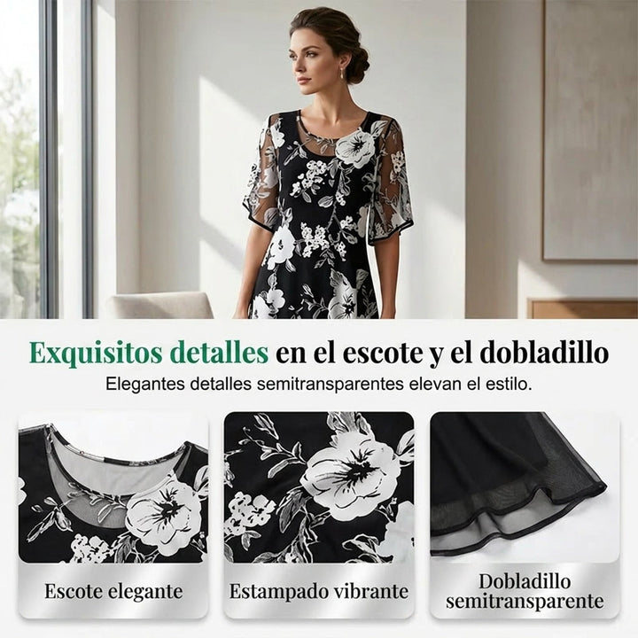 Elisa - Vestido de gasa floral elegante