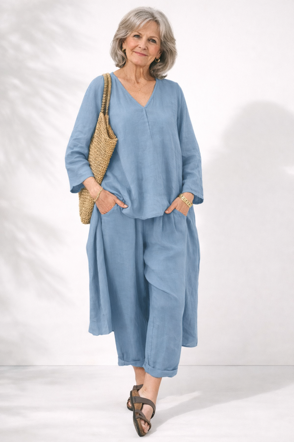 Adriena | Conjunto Elegante de Dos Piezas con Escote en V