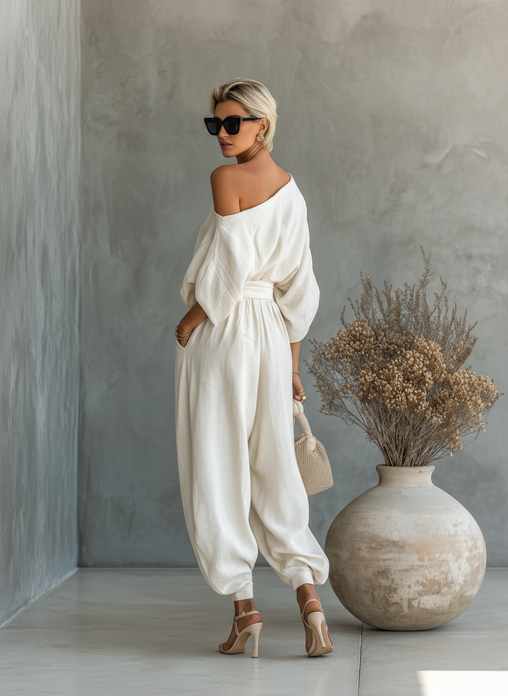 Lisa | Conjunto de Top Suave Off-Shoulder y Pantalones Ajustados