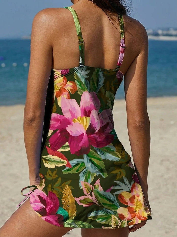 Adriana - Bañador Gráfico Floral con Short, Efecto Vientre Plano