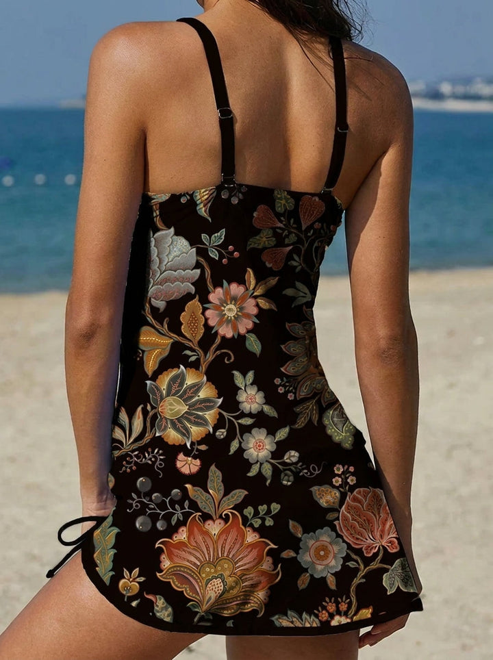 Adriana - Bañador Gráfico Floral con Short, Efecto Vientre Plano