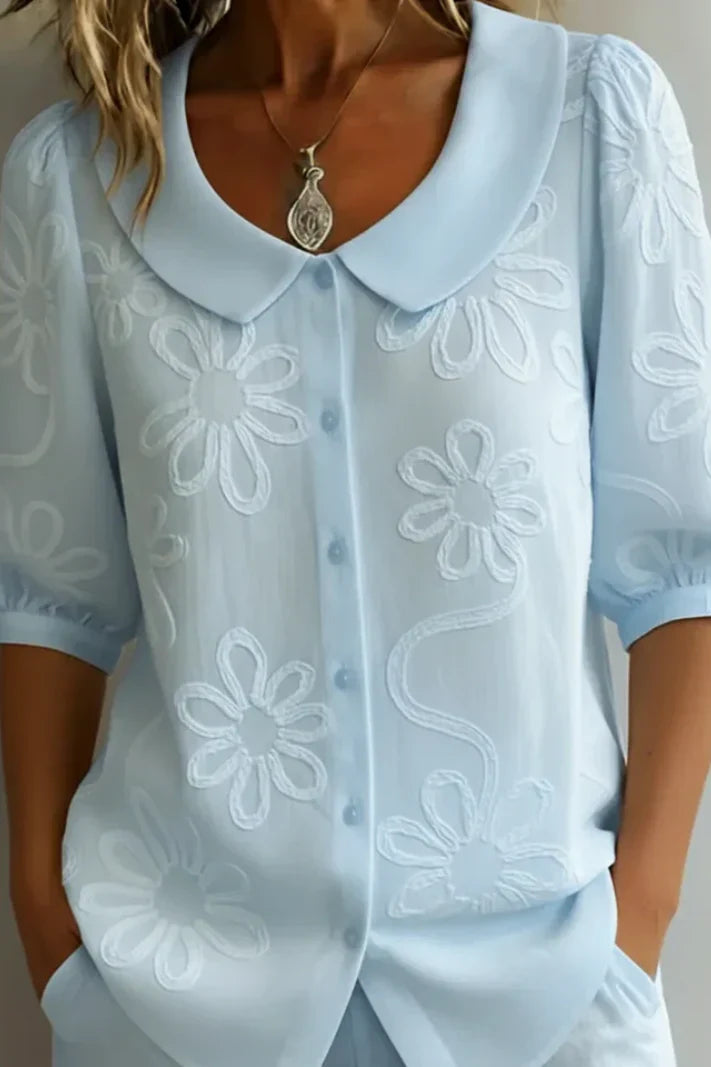 Marisa | Blusa con cuello de flores