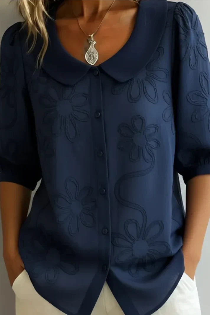 Marisa | Blusa con cuello de flores