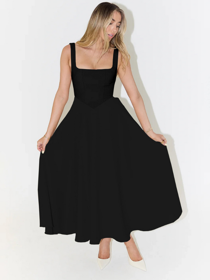Grace | Vestido midi fluido con escote cuadrado