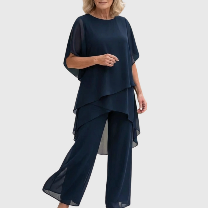 Linda | Conjunto con pantalones palazzo drapeados
