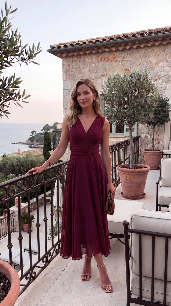 The Murano | Abito blu navy multiposizione con gonna asimmetrica