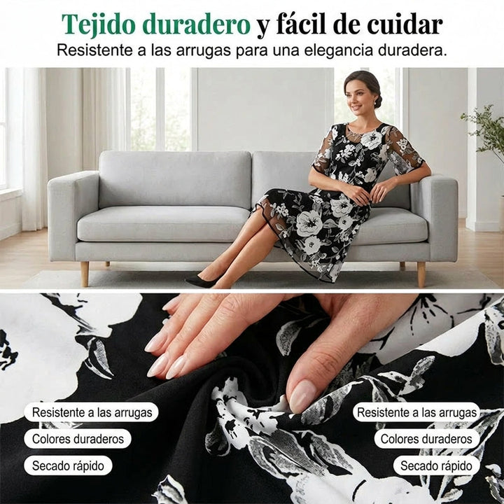Elisa - Vestido de gasa floral elegante