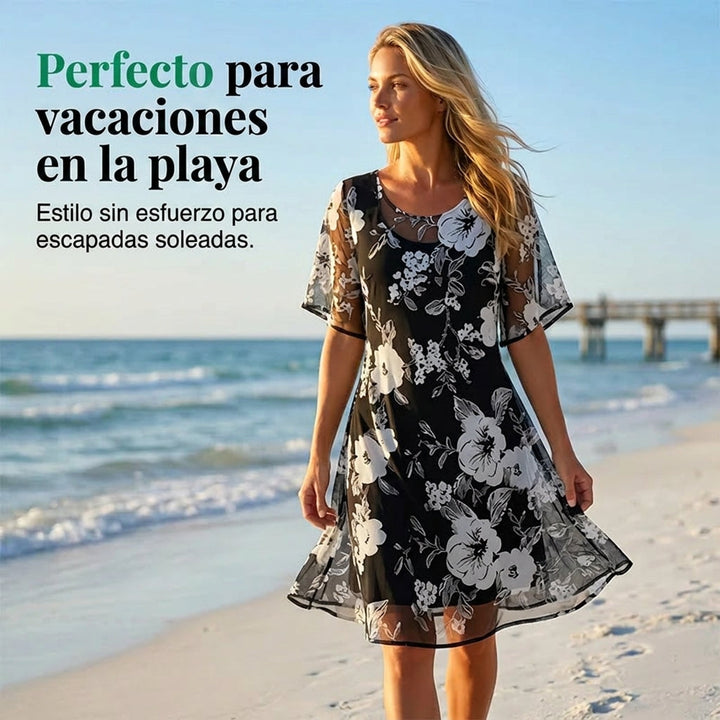 Elisa - Vestido de gasa floral elegante