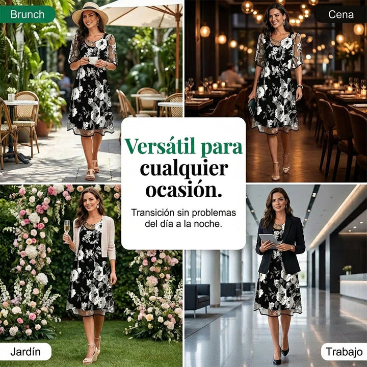 Elisa - Vestido de gasa floral elegante