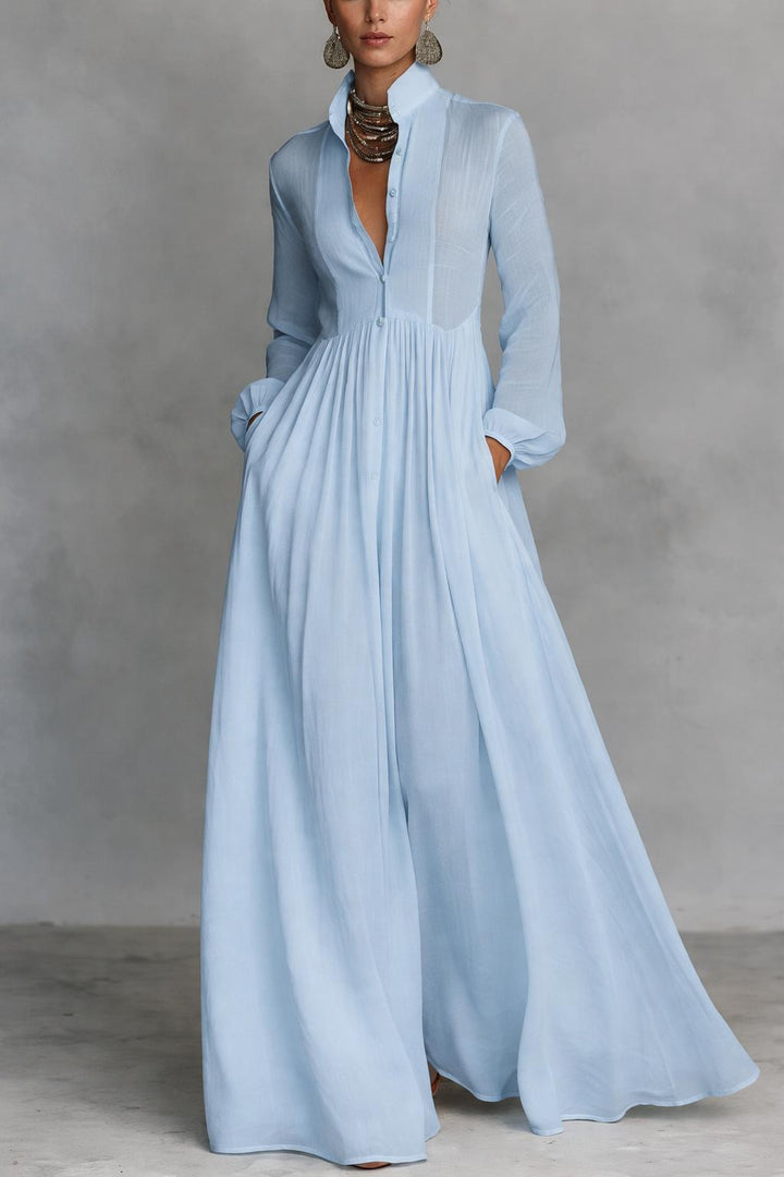 Selena | Vestido Maxi con Botones Frontales Fluidos