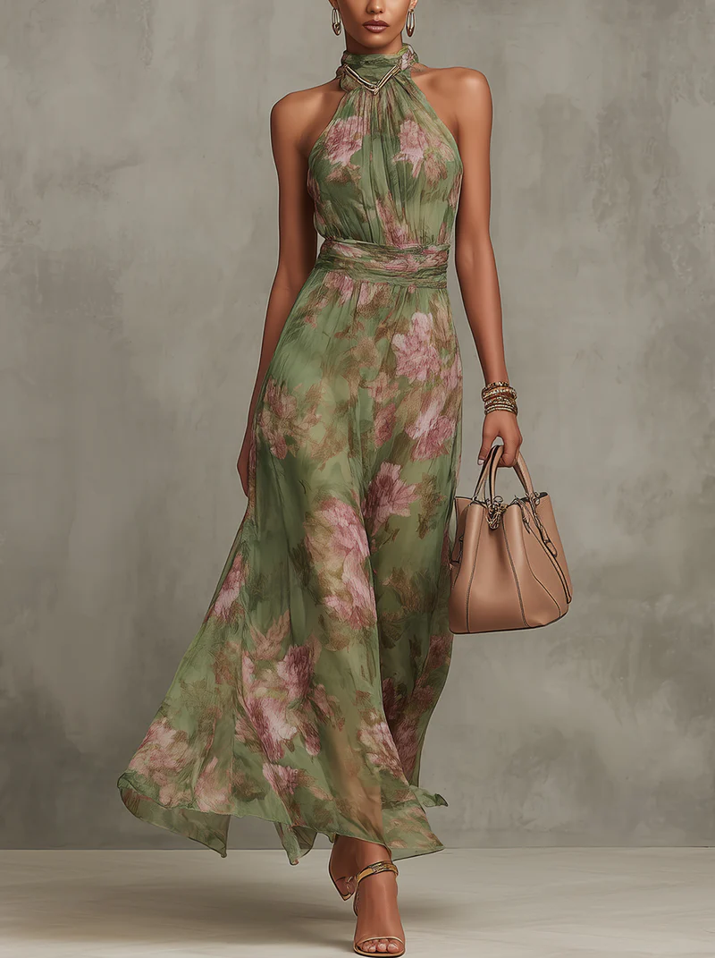 Livia™| Vestido maxi halter floral elegante
