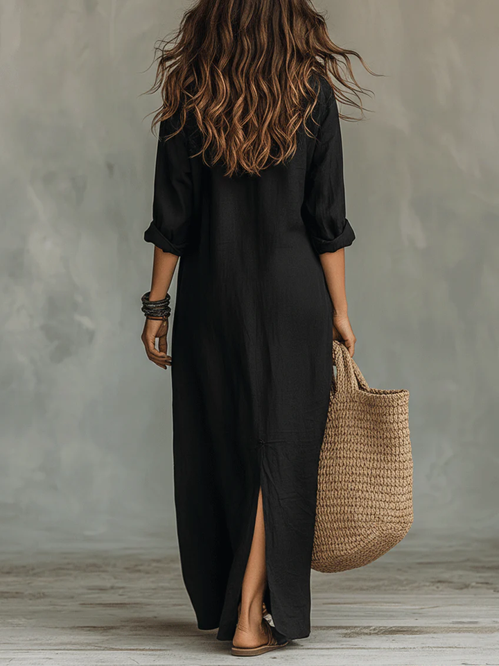 Soline | Vestido maxi con botones y escote en V relajado