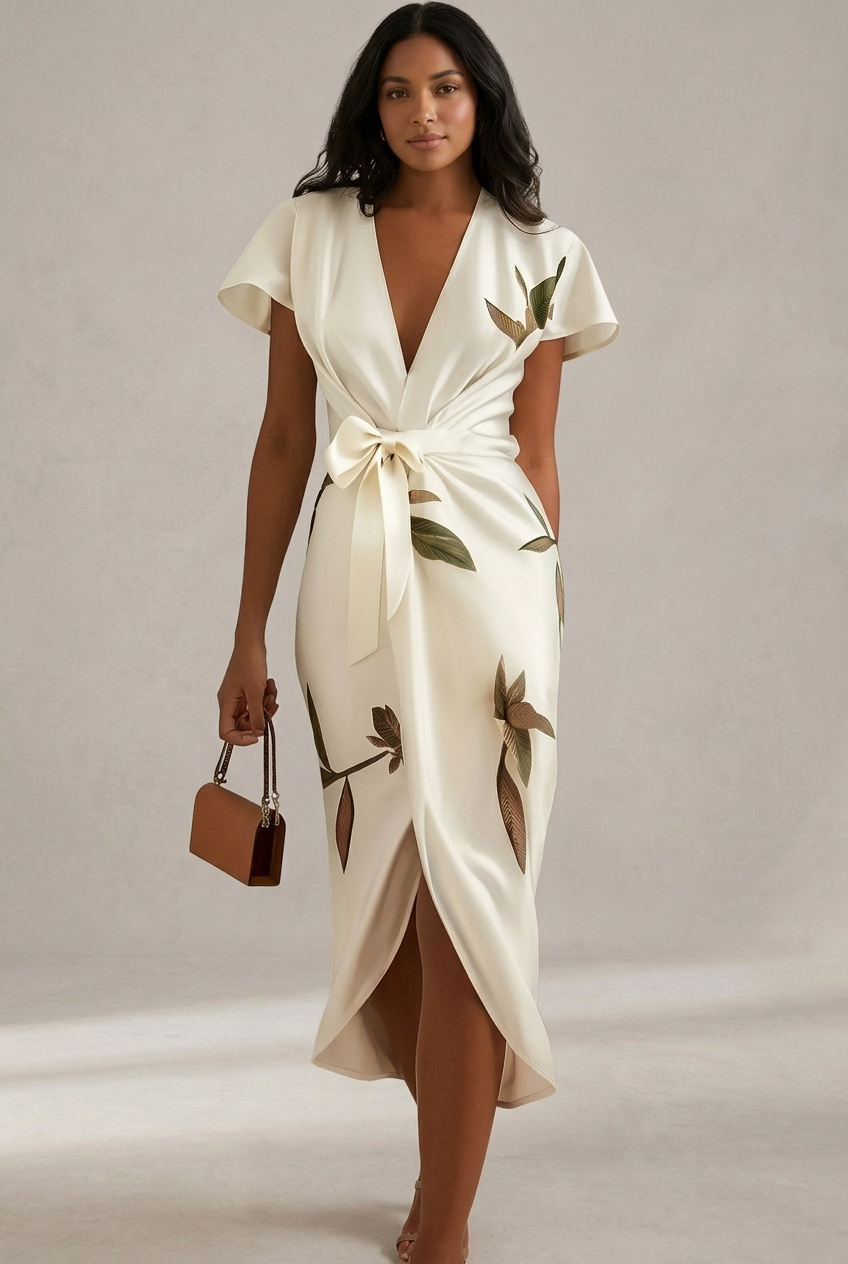 Aura | Vestido Satén Botánico