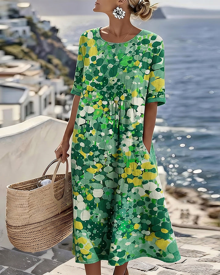 Elena | Vestido midi floral suelto y ligero
