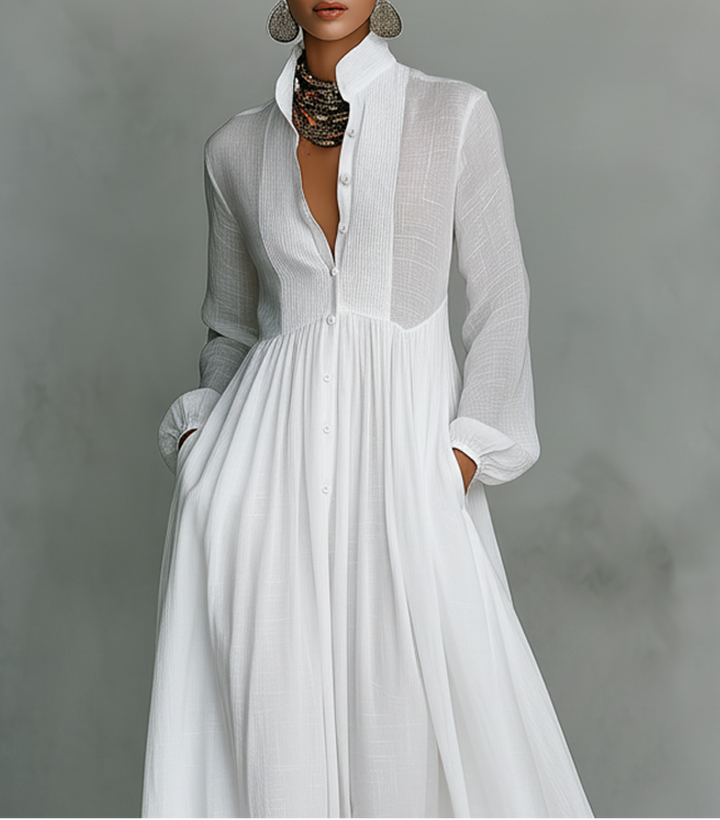 Selena | Vestido Maxi con Botones Frontales Fluidos