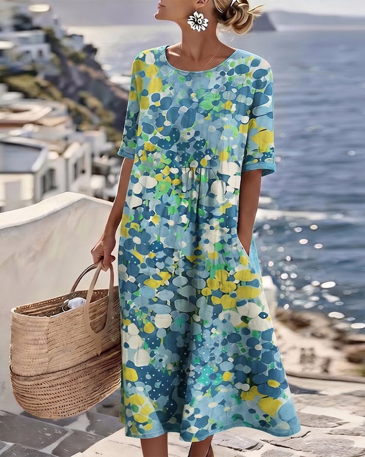 Elena | Vestido midi floral suelto y ligero