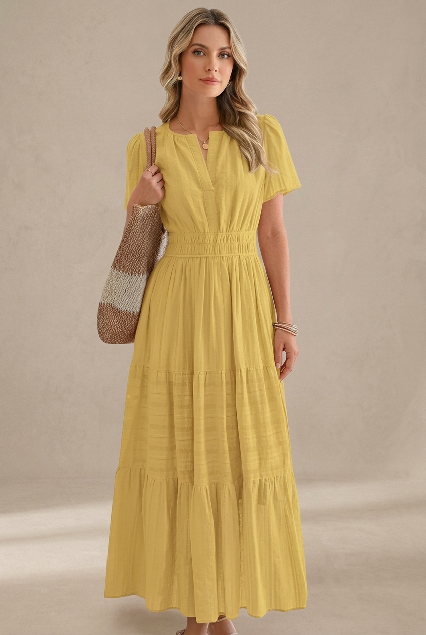 Emma | Vestido maxi con cintura fruncida
