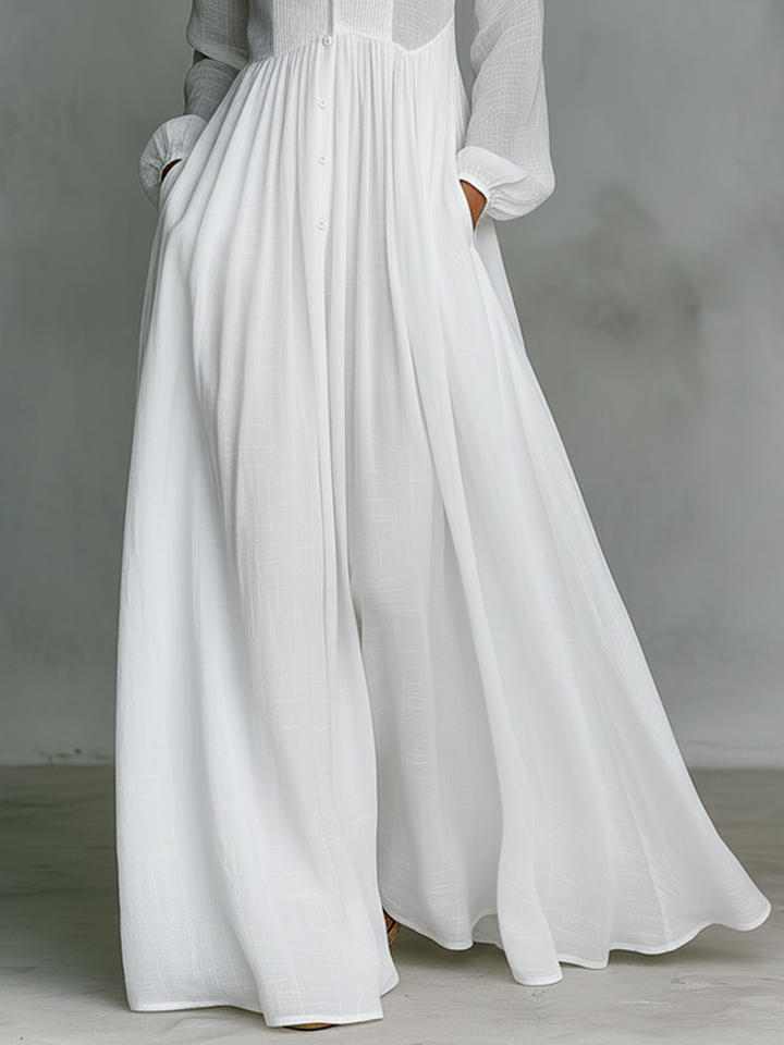 Selena | Vestido Maxi con Botones Frontales Fluidos