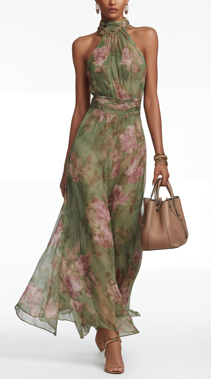 Livia™| Vestido maxi halter floral elegante