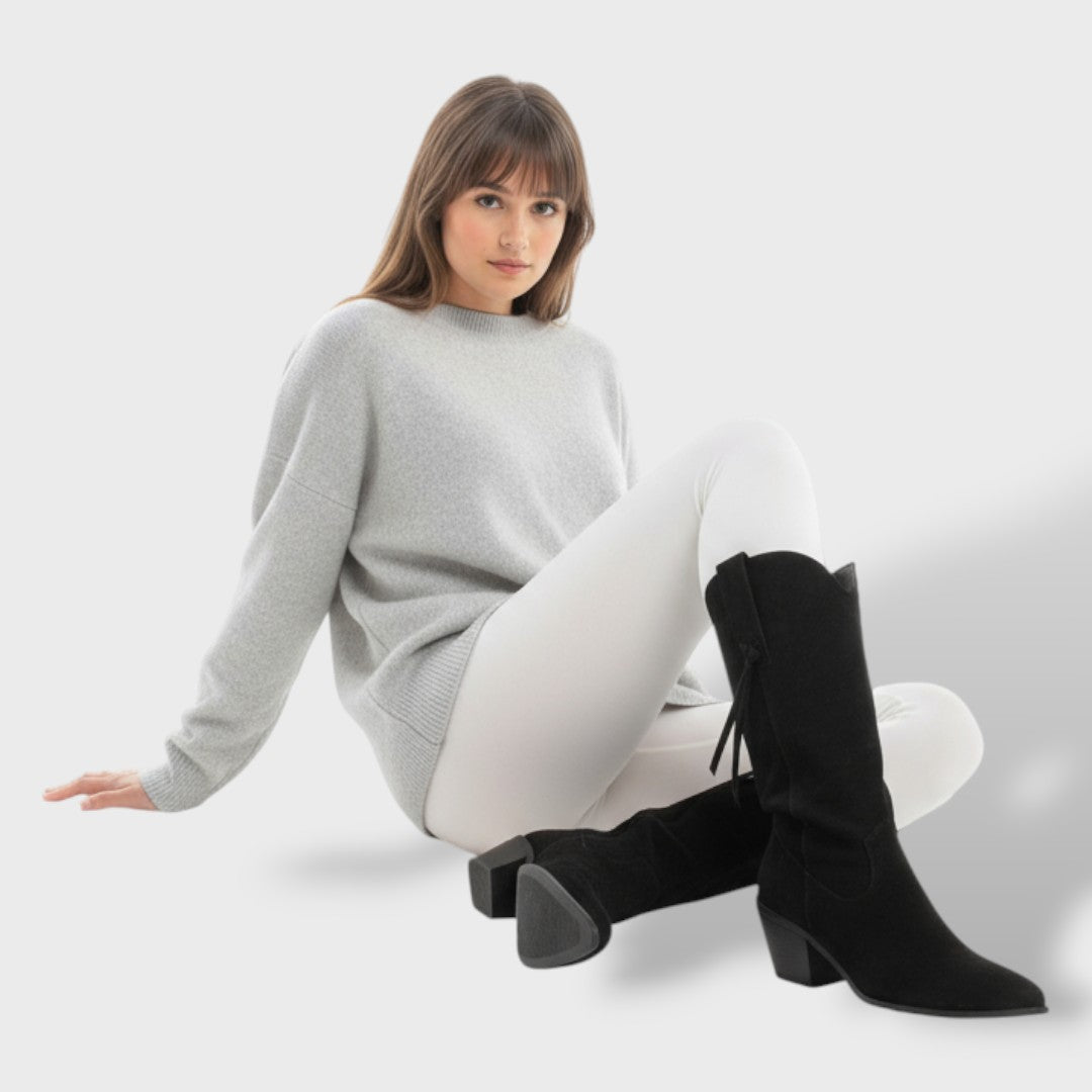 Botas Cowboy Mujer Invierno de Ante Sintético